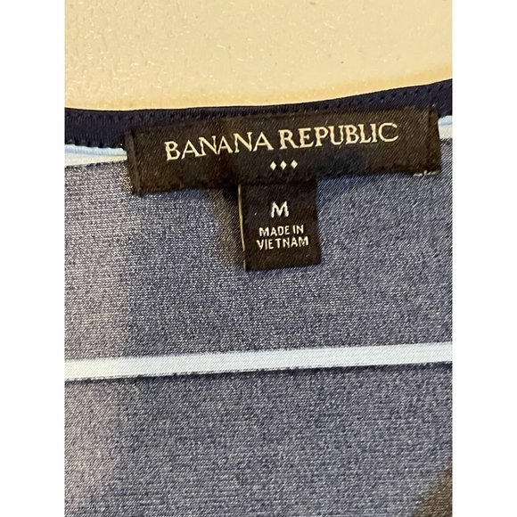 Banana Republic Women Stripe Faux Wrap Midi Dress V Neck Cap Sleeve Blue White M - Picture 7 of 8